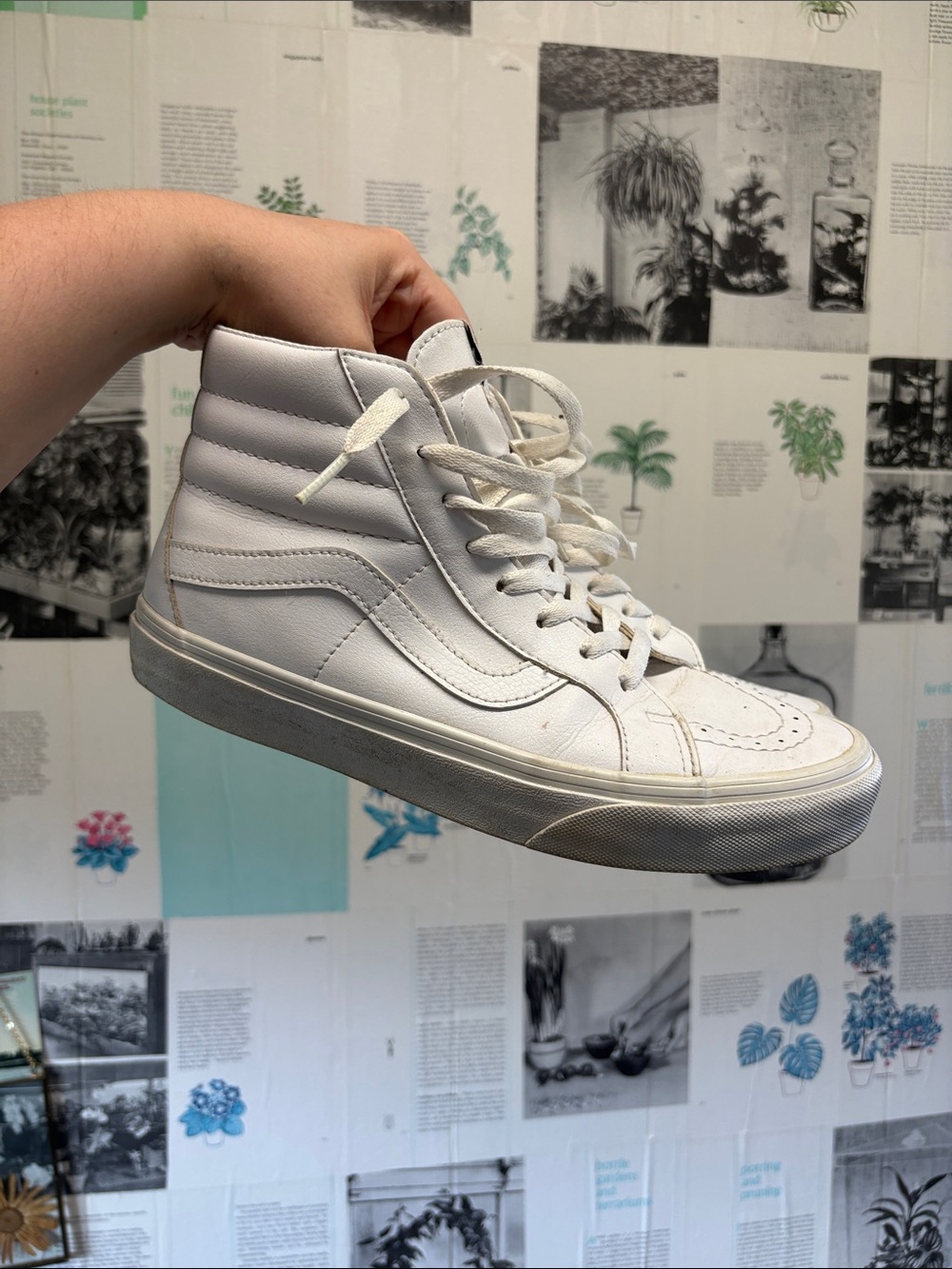 Vans White High-Top Classic Skate Sneakers Leather